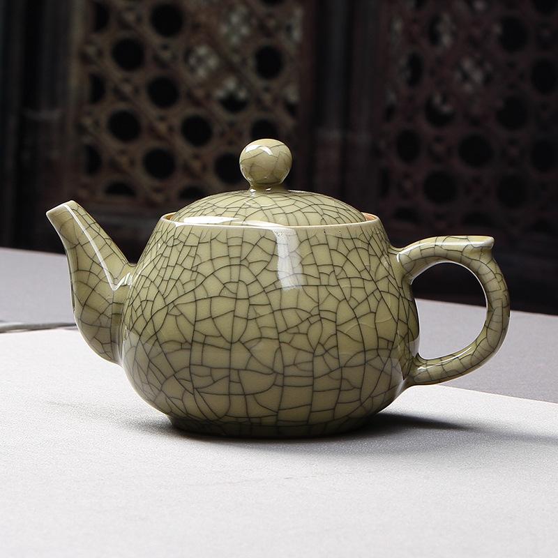 Handmade Celadon Ge Kiln Kung Fu Teapot   Ceramic Tea Ware for Brewing Tea