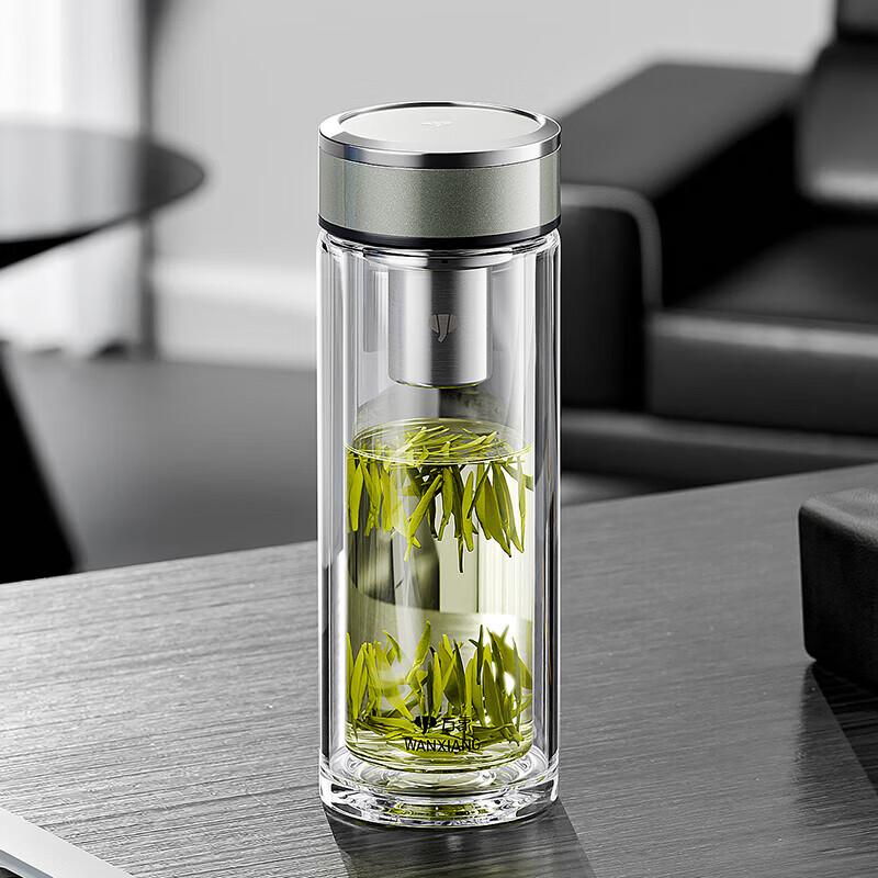 WANXIANG Double-Wall Glass Tea Tumbler