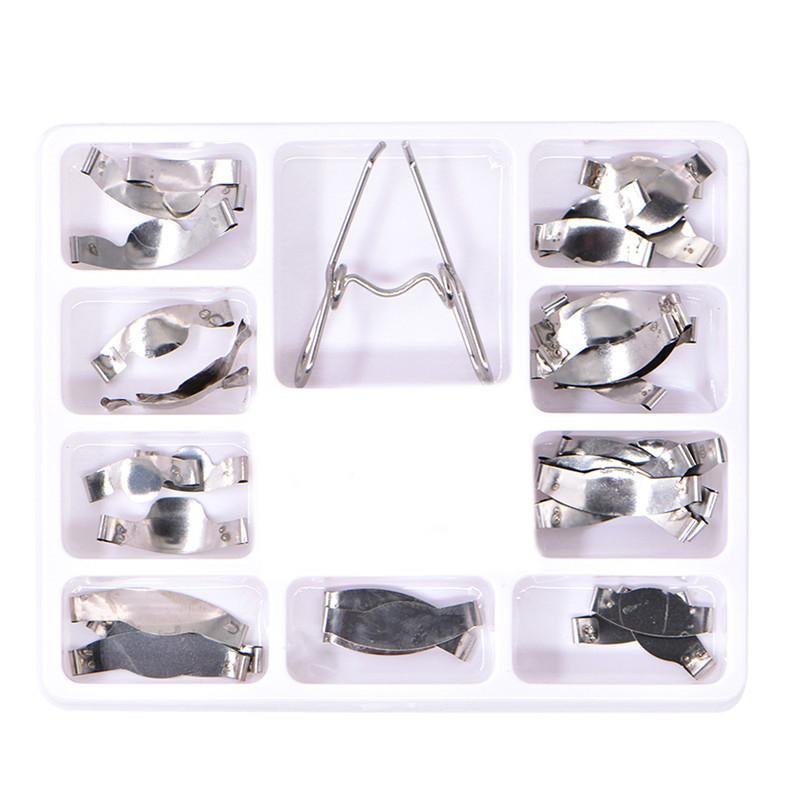 Segmentierte, konturierte Metallmatrizen für die Zahnmedizin, Zahnmatrix mit Federclip, Delta-Ring-Klammerkeile, Set Nr. 1.398, Nr. 1.330