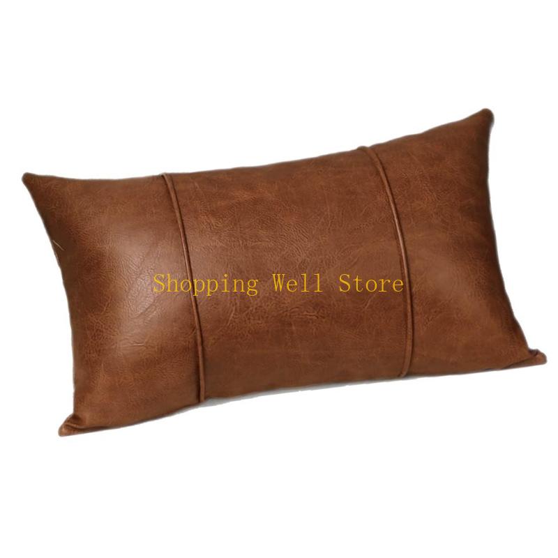 KX4B Ergonomic Design Cushions Cover Faux Leather Sofa Chair Lumbar Support Case