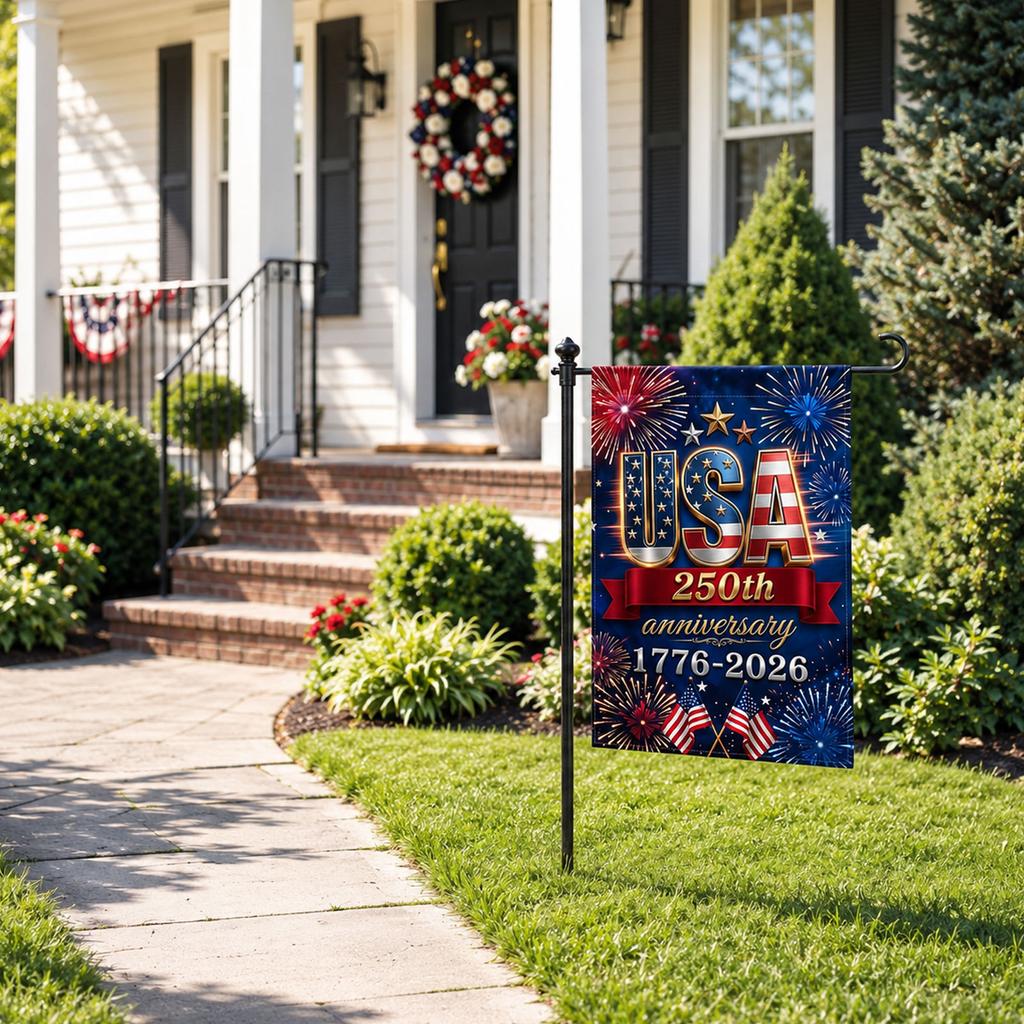 USA 250th Anniversary Garden Flag 1776-2026 Double Sided Decorative with and Stars Print for Outdoor Yard Home