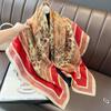 Spring and Autumn Silk Square Scarf Women's High-end Herringbone Mulberry Silk Scarf Elegant Versatile Big Shawl Thin Scarf