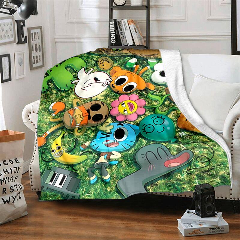1pc Blanket The Amazing World of Gumball1 Print Design, Lightweight Blanket for Sofa, Bed- Soft &Warm, Gift for All Seasons Like Christmas, Halloween