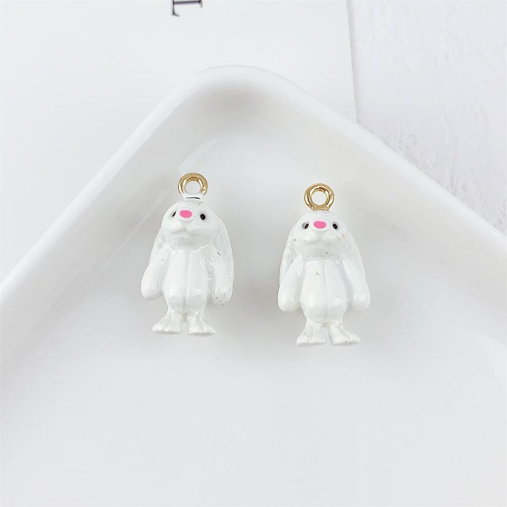 Alloy Drip Oil Stereo Cute Rabbit Pendant for DIY Handmade Jewelry.