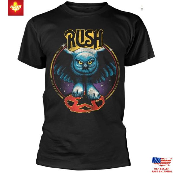 Trending Rush Band Fly By Night T-Shirt Black Men Rock Music Tee Unisex T-Shirt M