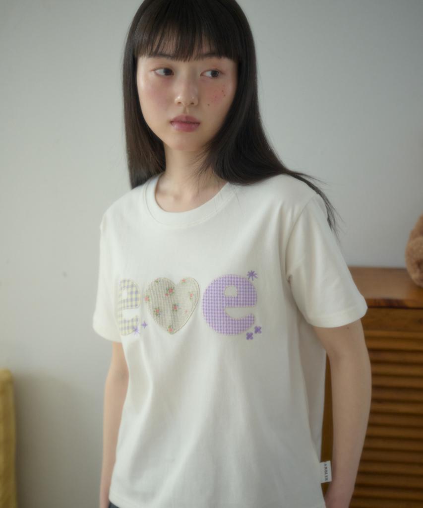 AMBLER Check Flower Graphic Short Sleeve T-Shirt As1311 (Ivory)