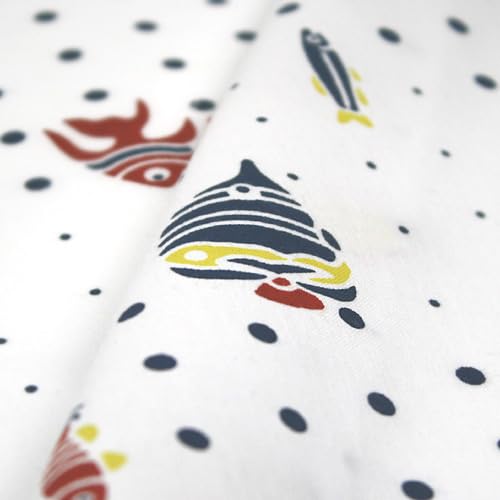 Dyeing Anbo Tenugui "Fishes Navy Blue" Authentic Dyed Cotton 100% Tokuoka Made in Japan 35cm x 100cm