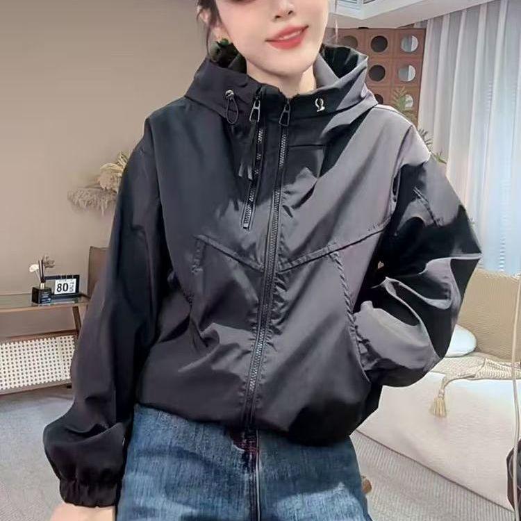 

European Double Zipper Hooded Windbreaker: 2025 Versatile Casual Short Jacket L 120-140