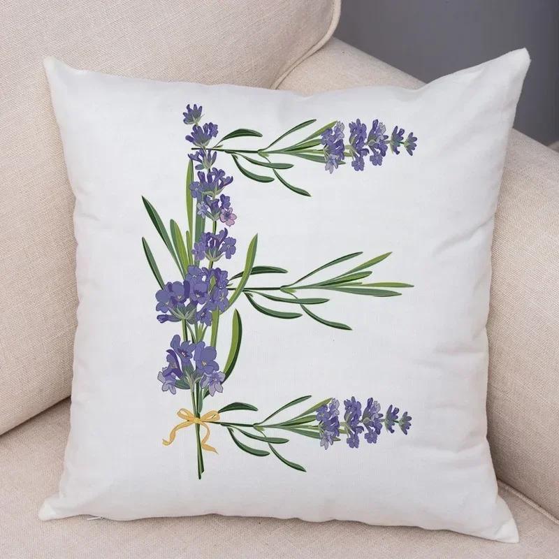 Lavender Letter Cushion Cover Sofa Home Car Decoration Living Room Bedroom Pillowcase 45X45Cm Pillowcase
