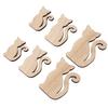 6Pcs Wood Cat Cutout 3 Sizes Exquisite Unpainted Unfinished Wooden Cutouts for DIY Craft Pet Party