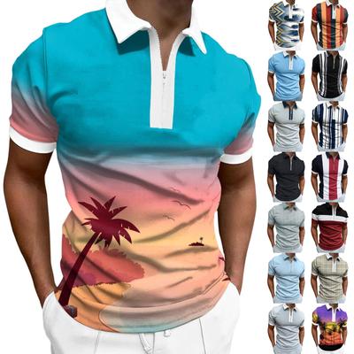 Pánska košeľa Golfová košeľa Retro Kontrast farieb Outdoor Street Krátke rukávy Potlač gombíkov Oblečenie Oblečenie Módny Návrhár Neformálne Priedušné
