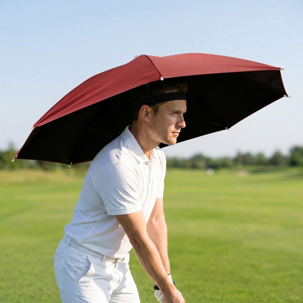 Windproof Portable Umbrella Hat Sunscreen Fishing Head Umbrella Rain Gear Head Umbrella Hat Hiking