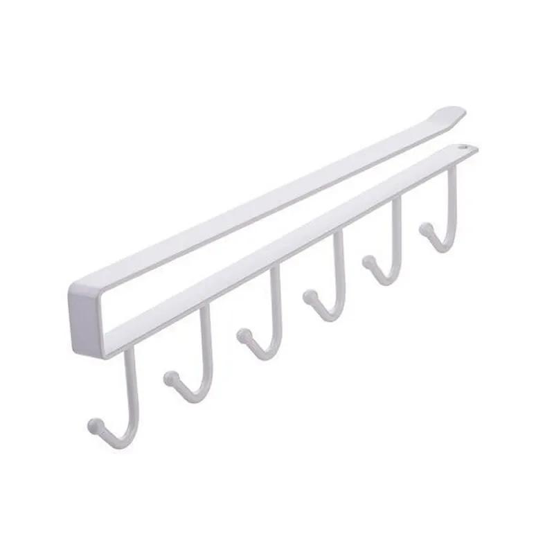 Hanger Hook Rack Punch-free Multifunction Kitchen Cabinet Row Hook Storage Rack белый
