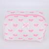 Cute Bow Pattern Cosmetic Bag with Zipper Travel Makeup Pouch Cotton Quilted Makeup Organizer Storage Bag for Women and Girls