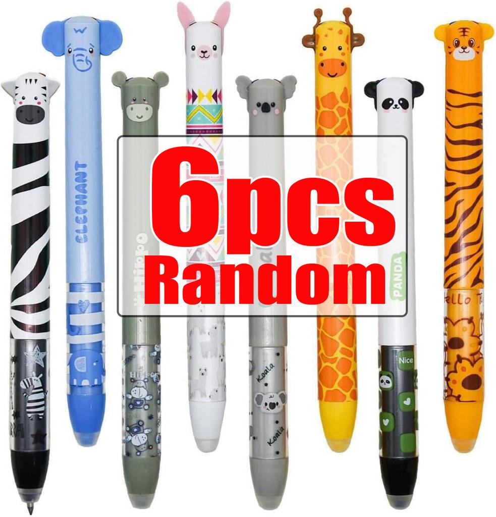 12/6/3pcs 2-in-1 Multicolor Cute Animal Erasable Pens Erase Blue Red Ink 12 Styles Animals Fine Point Pen for School Office Gift
