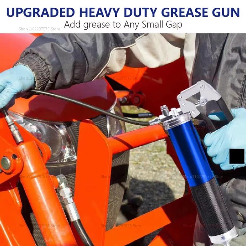 7000PSI Oil Grease Gun Kit Manual Pistol Grip Heavy Duty High-Pressure Pumping Coupler 400CC Greasing Injection for Automotive