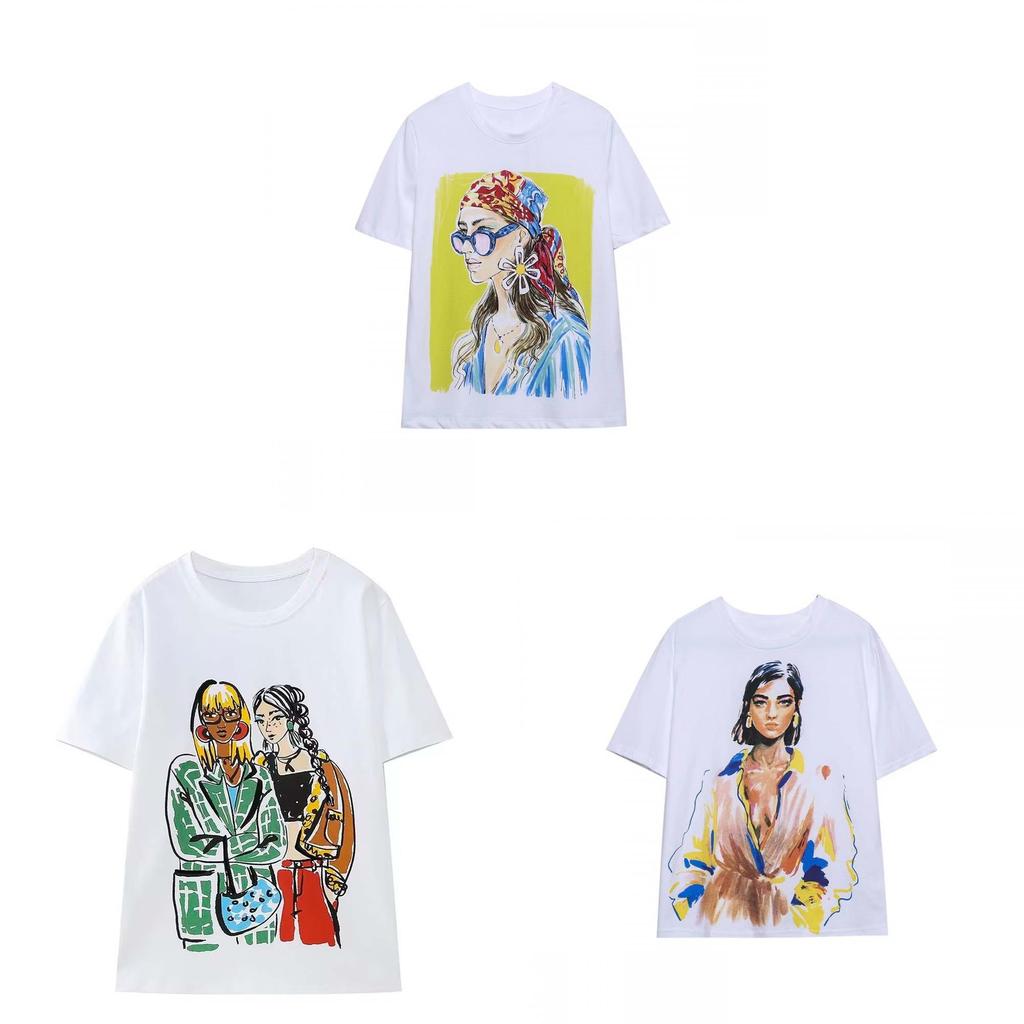 Pure Cotton Graffiti T Shirt With Short Sleeves For Summer Casual Wear