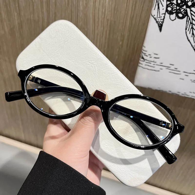 Fashion Ins Women Men's Optical Spectacle Glasses Vintage Small Oval Frame Eyeglasses Finished Ladies Computer Plain Eyewear