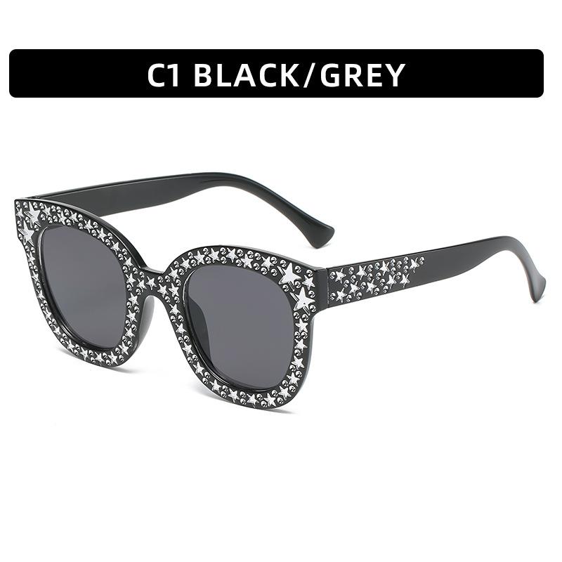 Fashion Cat Eye Sunlgasses Women Retro Brand Designer Sun Glasses Vintage Square Sparkling Star Glasses Okulary