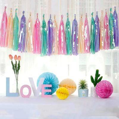 5 szt. Girlanda z frędzlami Wielokolorowy papierowy baner Syrenka Chrzest Ślub Urodziny DIY Wisząca dekoracja Baby Shower Party Supplies