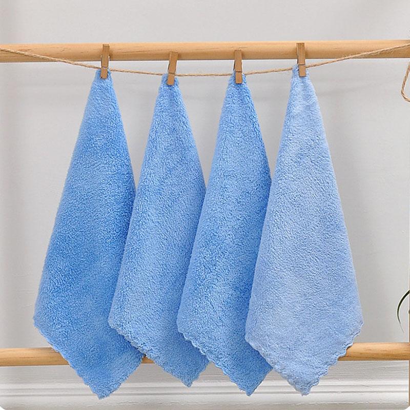 1-50pcs Hand Towels Small 24x24cm Coral Fleece Solid Color Face Towel For Kids Good Water Absorption Dish Towel Toalha De Banho