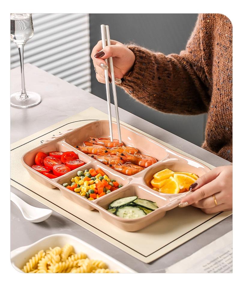 Multi-Compartment Ceramic Plate for Kids & Adults - Ideal for Weight Loss & Postpartum, Aesthetic Design for Balanced Meals