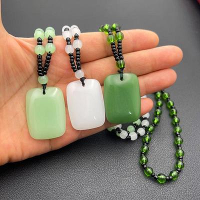 Peaceful Glass Jade Safety Buckle Necklace Gift Pendant for Men & Women