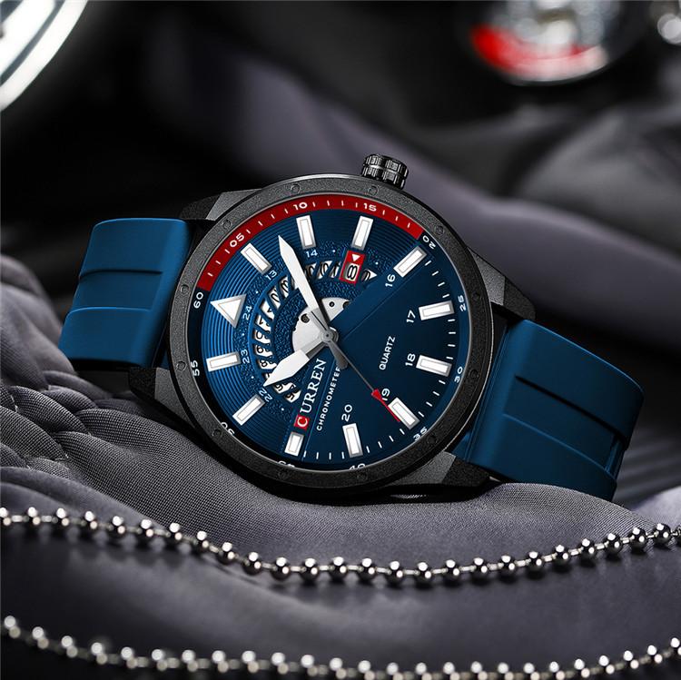 CURREN New Men's Sports Watch Calendar of The Week Shows A Leather Men's Watch