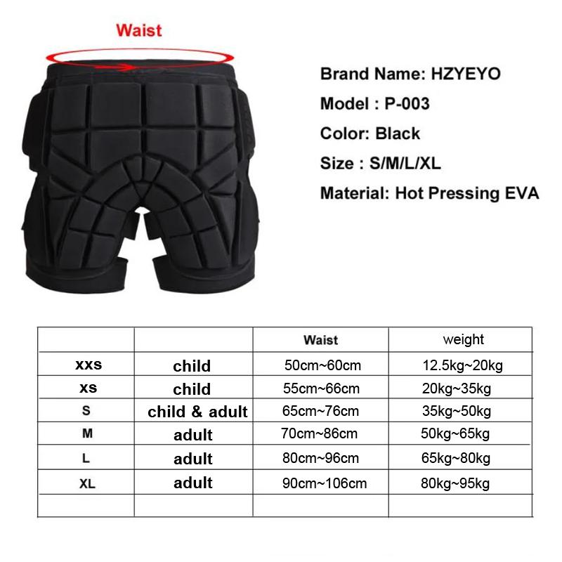 HZYEYO Motorcycle Riding Shorts riding Protective Gear Hip Padded Shorts Skiing Cycling Outdoor Protection Size S/M/L,P-003