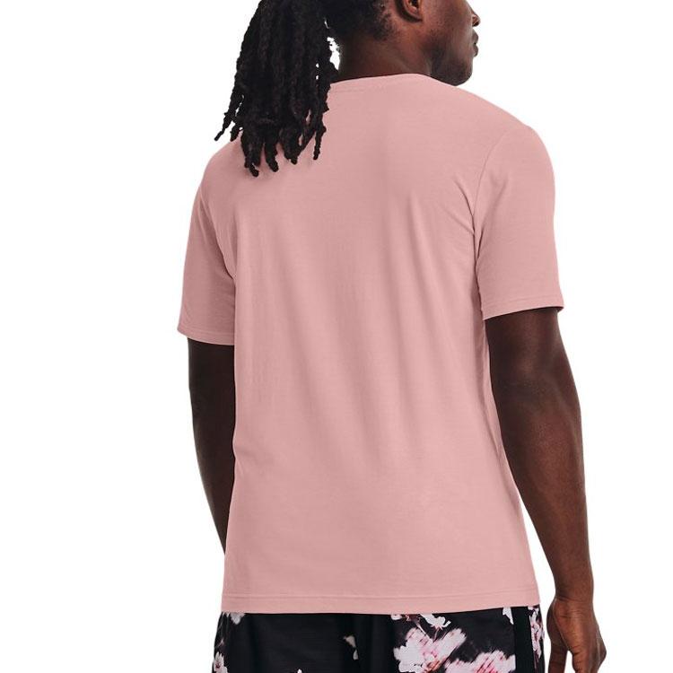 Under Armour Basketball Loose Fit Crew Neck Printed Short Sleeve T-Shirt Men Tops Pink 1372838-676