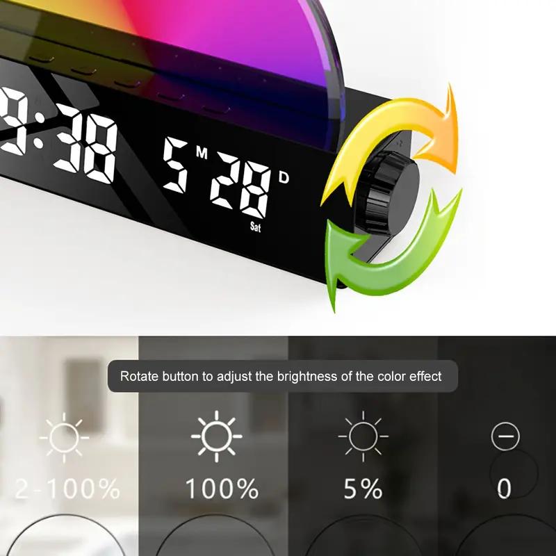 Digital Vekkerklokke RGB LED Digitale Klokker Fargerike Klokker Med Atmosfære Nattlys for Hjemmekontor Beste Gaver