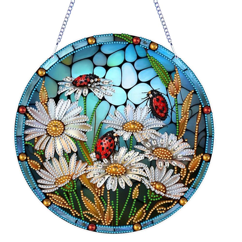 Flower Theme 2D Flat DIY Special Shape Rhinestone Diamond Art Window Pendants Diamond Painting Set Wall Decor for Home & Windows