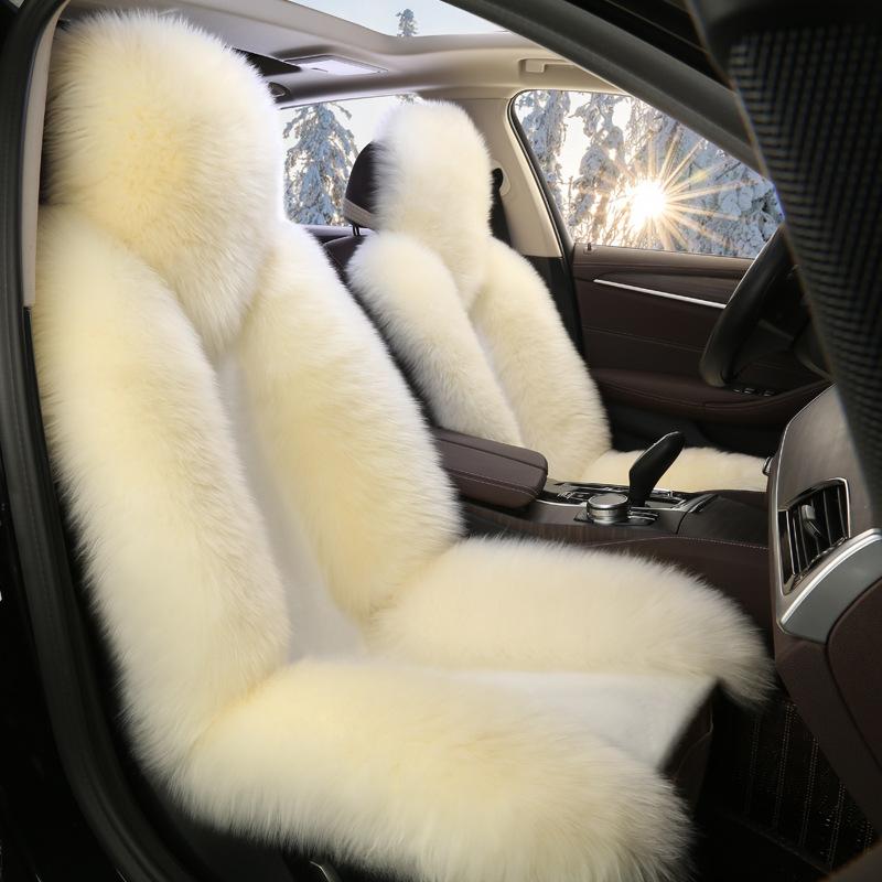 1PC New Sheepskin Fur Car Seat Cover Universal Wool Car Cushion Front Car Seat Cover Car Accessories Car Seats Car-styling Car Interior Christmas Gift