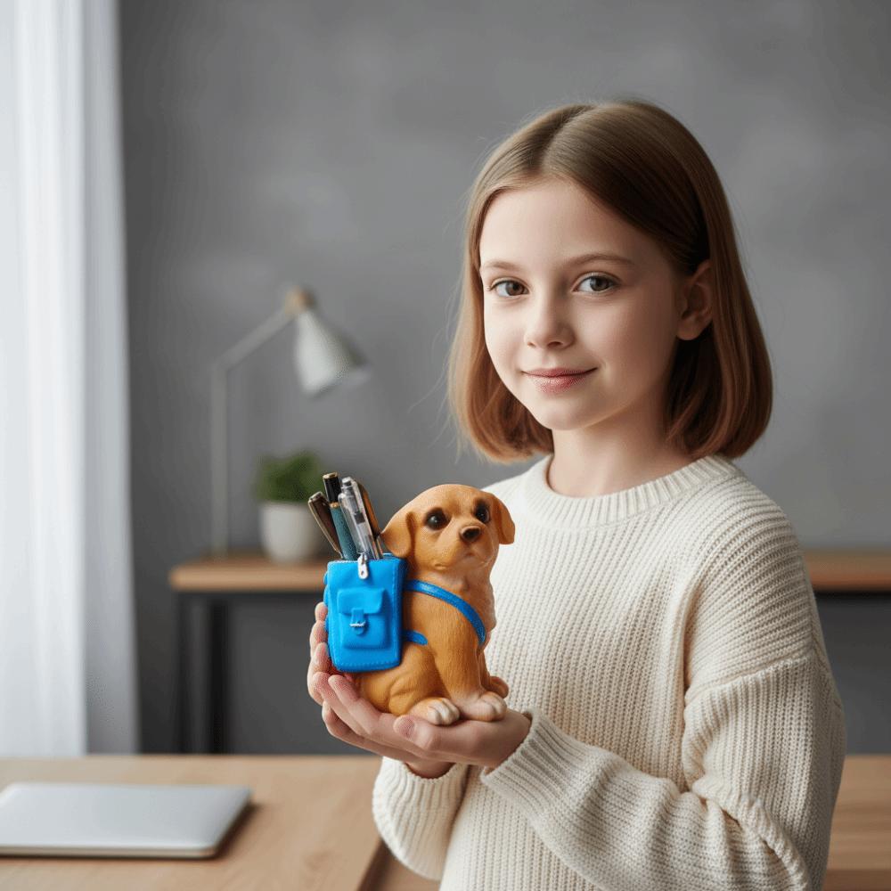 Waterproof Dog-Shaped Pencil Cup Resin Stationery Storage Box Makeup Brush Holder  Students