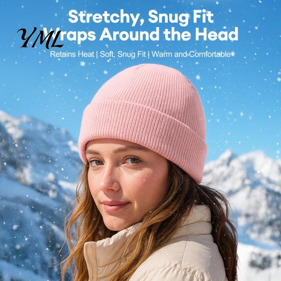 Adult Unisex Cap Knitted Winter Hat, Thick Thermal Skull Cap, Cozy Windproof Soft Polyester Hat Warm Knit for Men Women Outdoor Hiking Jogging