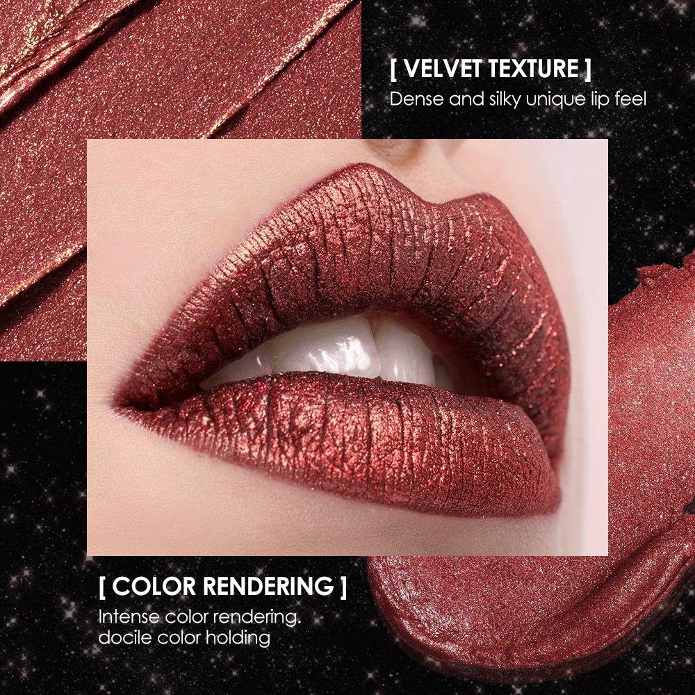 12pcs Glitter Lipstick Set Diamond Shimmer Matte Lip Gloss Waterproof Non-Stick Cup Metallic Pearl Lipstick Halloween Goth Party Makeup Cosmetics
