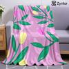 Pink Tulip Leaf Lightweight Microfiber Soft Christmas Fleece Blanket Warm Cozy Throw for Bed Sofa Office Travel All Season
