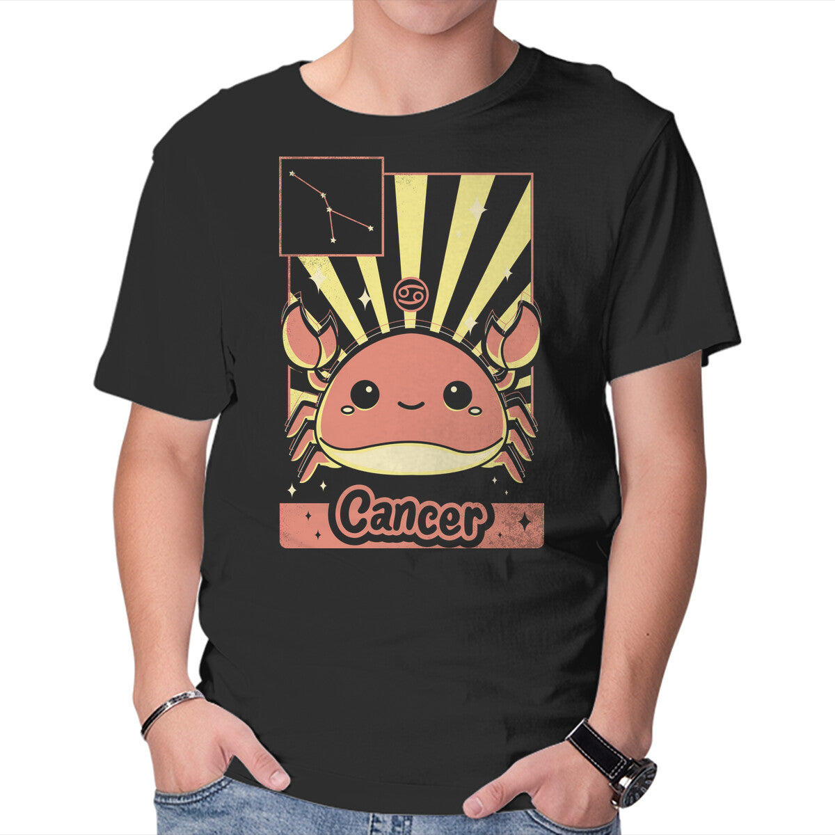 Unisex Crew Neck T-Shirt Crab Zodiac Graphic Short Sleeve Casual Tee XXXL
