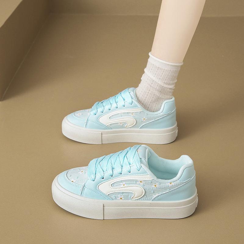 Fashion CRLAYDK Women's Classic Retro Flower Sneakers Casual Skate Fashion Low Top Shoes Leather Walking Comfort Anti Slip Tennis