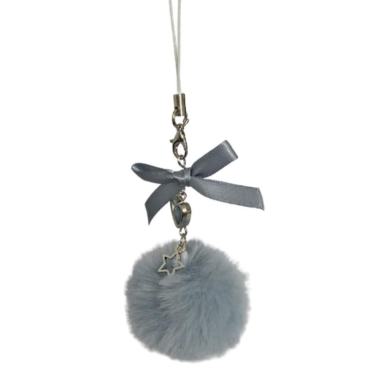 Cute Fluffy Fur Pompom Keychain Soft Faux Rabbit Fur Ball Key Chain Car Key Ring Women Charm Bag Star Pompom Pendant Jewelry
