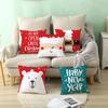 Nordic Style Christmas Pillow Cover Cartoon Print Santa Claus Cushion Cover Sofa Peach Skin Pillow Cover