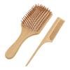 Wooden Paddle Comb Set Brush and Tail Comb Set Paddle Detangling Hairbrush and Tail Comb for Styling
