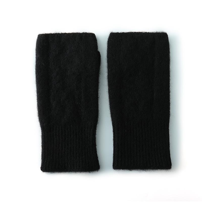 Gloves Cashmere Autumn and Winter New Style Unisex Short Half Finger Windproof and Cold Proof Open Finger Writing and Keeping Warm