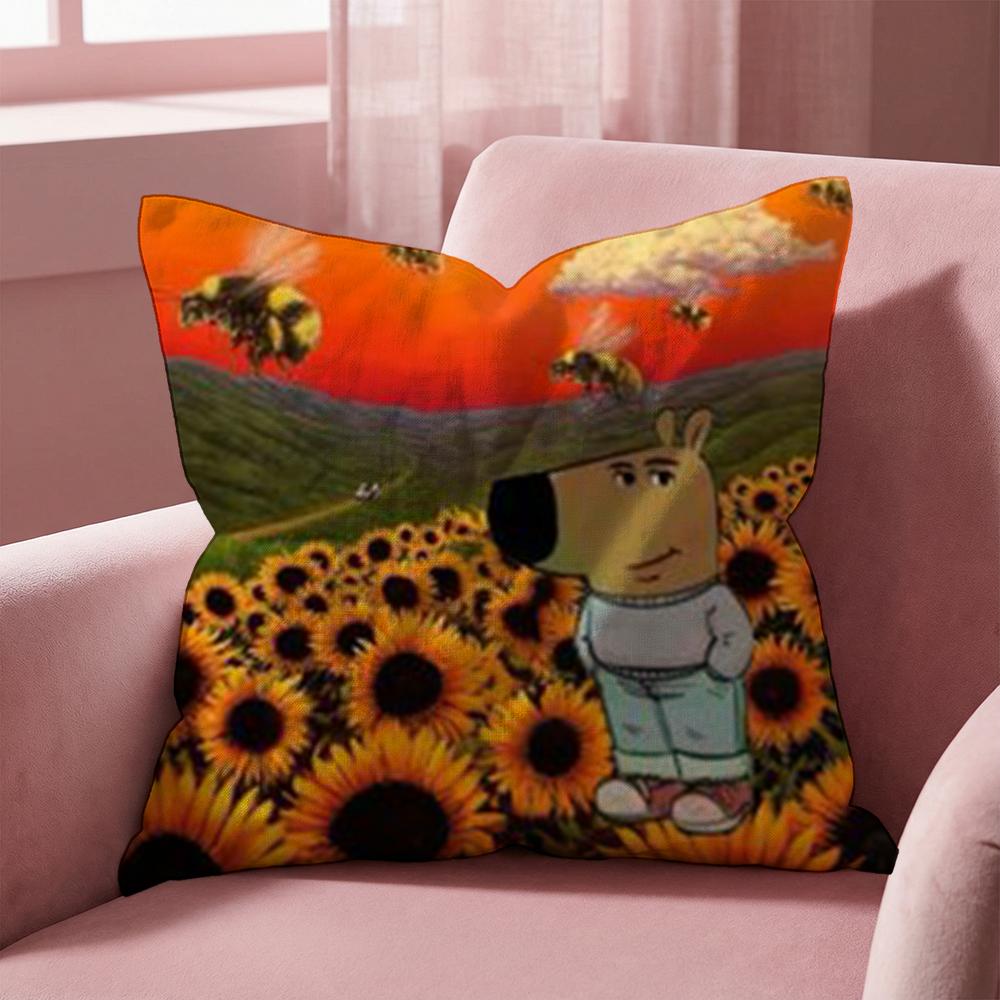 Cute chill guy Cushion Cover Multi-Scene Pillow Cover for Home & Car - Reversible, Soft & Durable for Daily Use