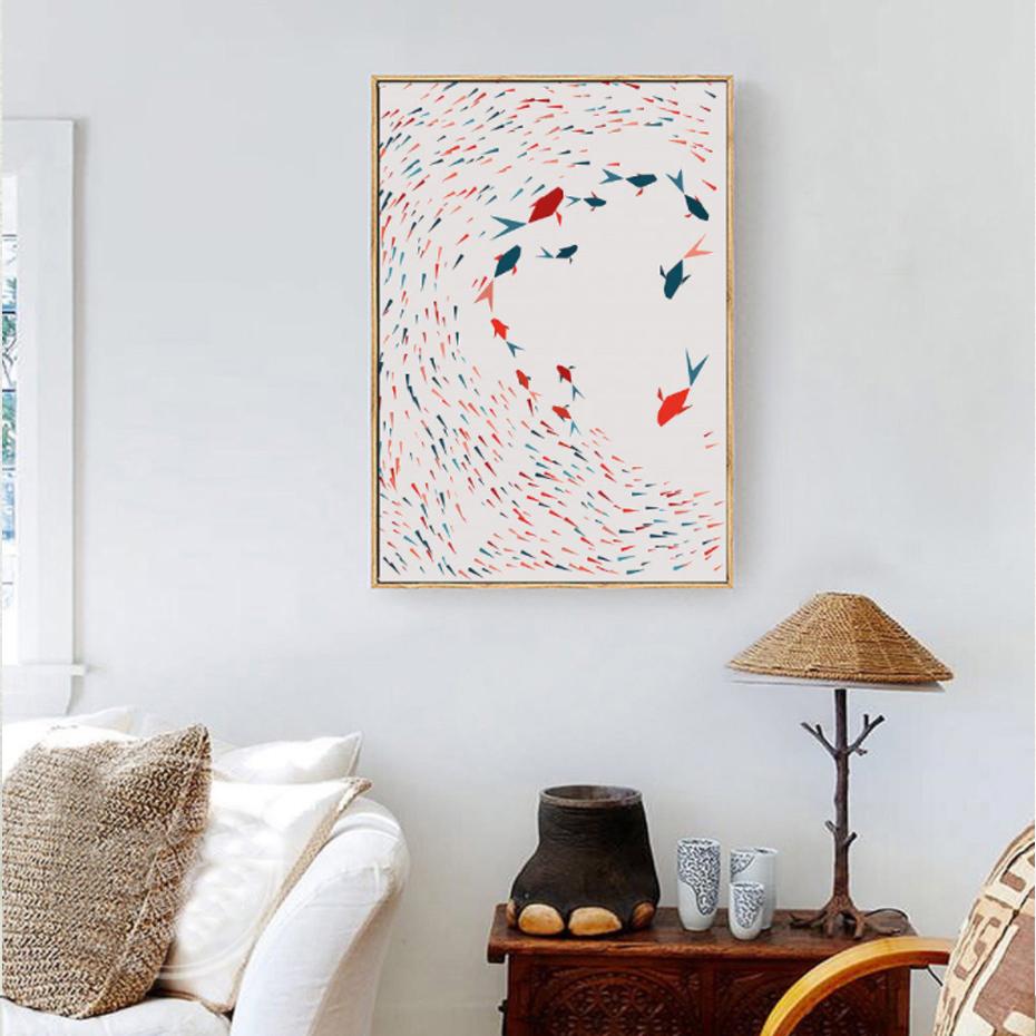 

Скандинавские абстрактные настенные картины современный декор холст постер для дома комната золотая рыбка картина для интерьера без рамки 21*30cm No Frame