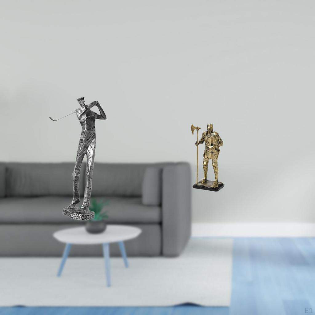 Golfing Knight Resin Figurine Modern Golfer Sculpture Decorative Statue Tabletop Ornament for Golf
