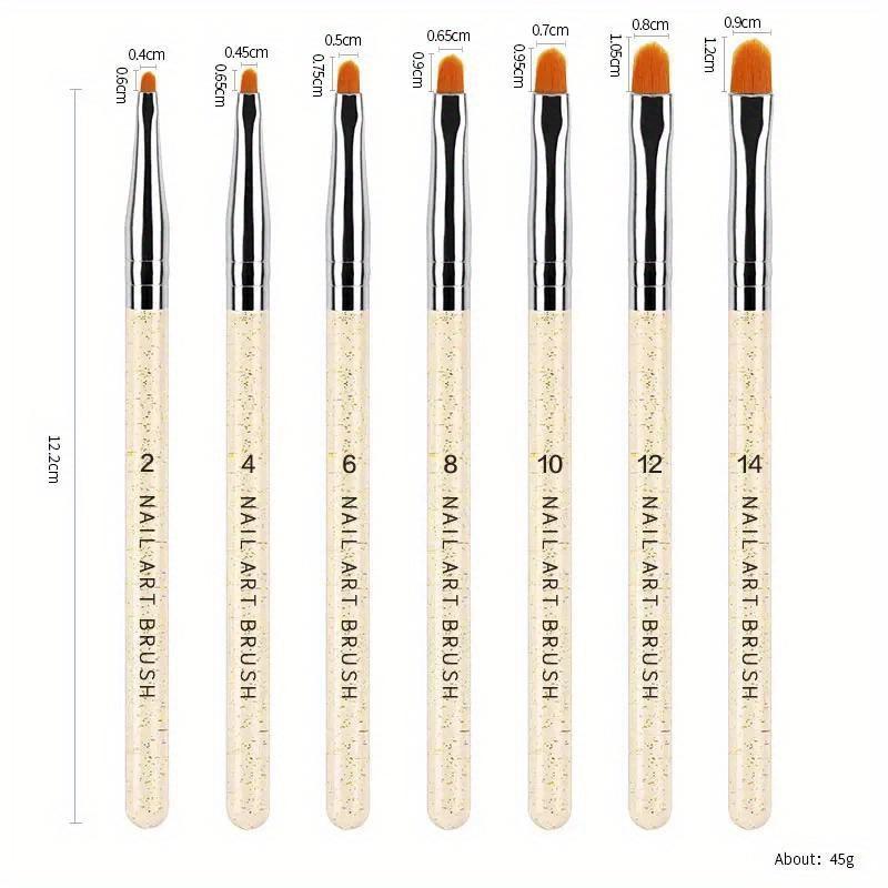 7Pcs Sparkling Powder Bar Nail Art Painting Flat Round Head Phototherapy Nail Pen Nail Tool