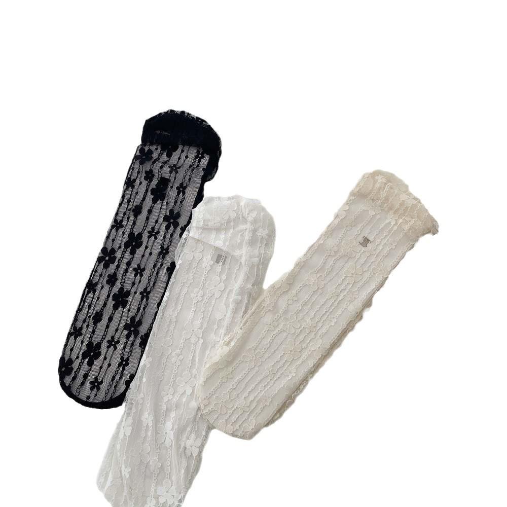 Women's Lace Mesh Ruffle Mid-Calf Socks - Breathable & Sweet Japanese JK Style