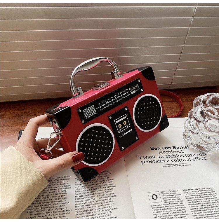 New Trendy Radio Box Bag, Single Shoulder Crossbody Bag, Cute, Creative, Personalized, Funny, Hand-held Women s Bag, Small красный