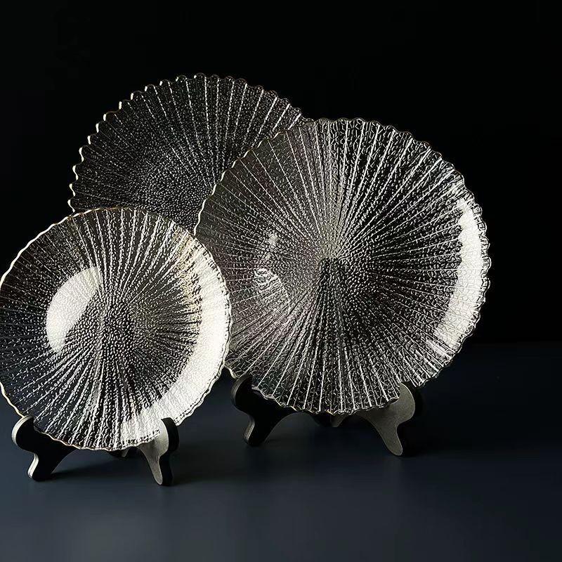 ZISIZ Gold-Rimmed Glass Serving Plate